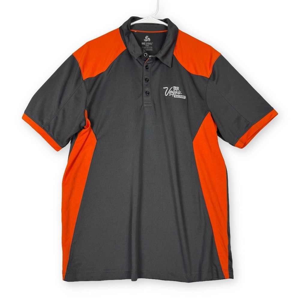 Biz Collection Biz Cool Mens XL Grey Orange Las Vegas Ballpark Polo Shirt P705MS